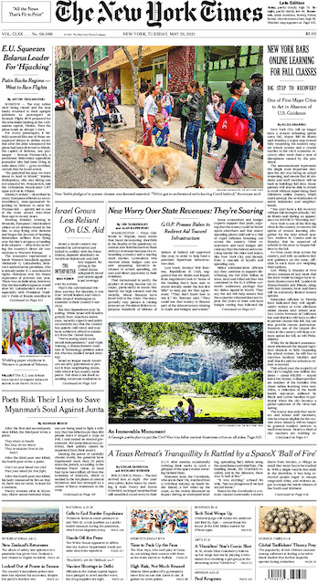 newyork times front page